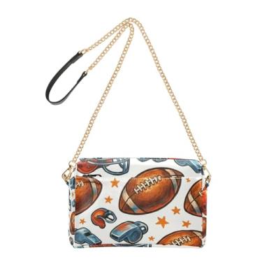 Imagem de Joitme Bolsa feminina tiracolo vintage para futebol americano, bolsa branca para celular, alça de corrente, bolsa de ombro de couro PU