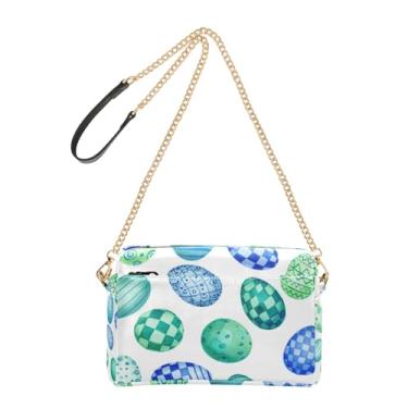 Imagem de Joitme Bolsa tiracolo feminina azul verde ovos de Páscoa branca bolsa de telefone linda bolsa de ombro de couro PU alça de corrente