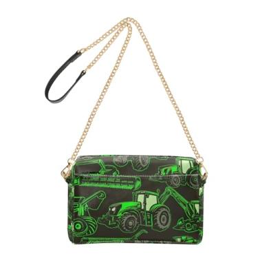 Imagem de Joitme Bolsa tiracolo para mulheres, construção verde, preta, desenho animado, para celular, bolsa de ombro de couro PU, alça de corrente