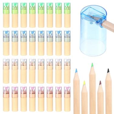 Imagem de Meyeyaia 32 Pack Mini Colored Pencils with Sharpener - 6 Colors Mini Drawing Pencil Set 3.3inch Short Fat Colored Pencils in Tube - Small Coloring Pencil Bulk for Adult Coloring Books, Drawing