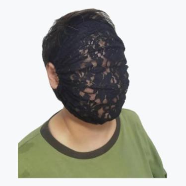 Imagem de ELLENTAE Máscara feminina de renda – máscara de festa de baile de máscaras – capuz transparente – touca de malha
