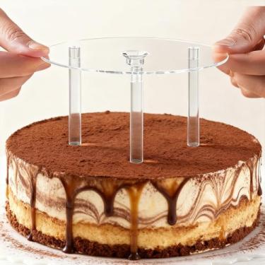 Imagem de Kit de empilhamento de bolos para bolos em camadas de 15 cm - 3 hastes de suporte de plástico e 1 placa divisória - Cavilhas reutilizáveis seguras para alimentos para casamento, bolos de aniversário