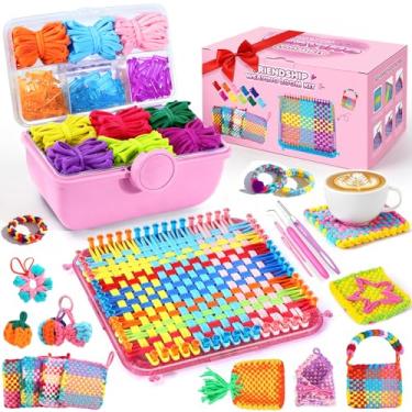Imagem de Kit de tear de tecelagem com 360 laços e estojo portátil, pegador de panela para crianças de 6 a 13 anos, kit completo de artesanato com ganchos - Presente criativo ideal para meninas, meninos
