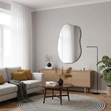 Imagem de Espelho Decorativo Orgânico de Parede Dunna Sem Moldura Instalação Fit