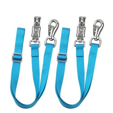 Imagem de HackFond Abraçadeiras cruzadas para cavalo, laço de reboque de nylon com encaixe de pânico de liberação rápida e acessórios de reboque de cavalo com encaixe de touro, comprimento ajustável de 108 a