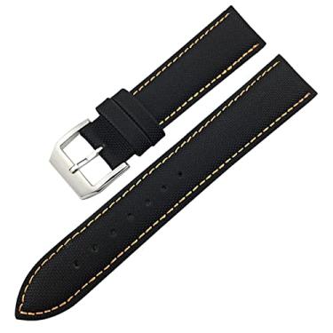 Imagem de ORKDFJ Pulseira de relógio de pulso de tecido de nylon preto de 20 mm, 21 mm, 22 mm, para acessórios de relógio IWC Mark LE PETIT PRINCE Spitfire (Cor: linha laranja preta, tamanho: 21 mm)