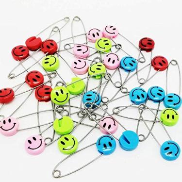 Imagem de YQBOOM Pacote com 30 alfinetes de segurança à prova de crianças, cor doce - alfinetes fofos para bebês, cabeça de plástico, para fraldas de tecido, reparo de roupas (30)