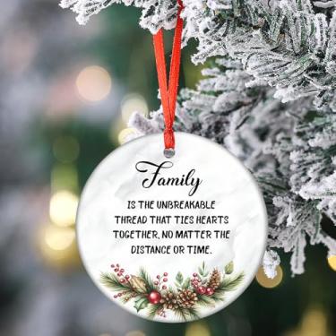 Imagem de Ornamento de família para mulheres e homens – Decoração de Natal de cerâmica redonda para árvore enfeites de família para mãe, pai, avó, avô, presentes para irmã, irmão, marido, esposa e amiga