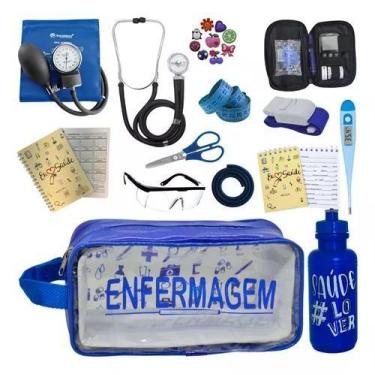 Imagem de Kit Enfermagem Aparelho Pressao Esteto Medidor Glicose Transparente En