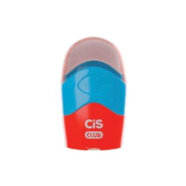 Imagem de Apontador com depósito + Borracha CIS Club, Vermelho + Azul, Blister com 1 unidade