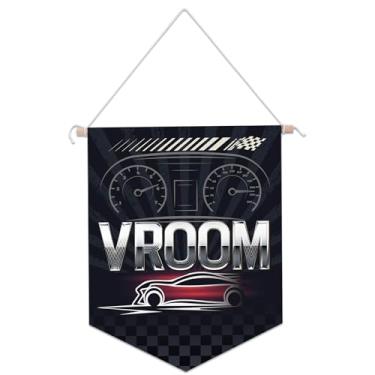 Imagem de Tema Carro Corrida Decoração Quarto Meninos, Decorações Parede Penduradas Carro Tecido Oxford Vroom Bandeirola Estandarte para Quarto Menino Sala Brinquedos Salas Estar & Dormitórios
