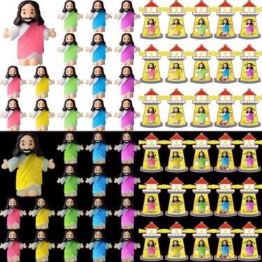 Imagem de CroBlissful 50 Sets Glow in The Dark Mini Jesus Figures with Let Your Light Shine Cards for Easter Christian Gifts Luminous Little Figurines Religious Party Favor for Church Baptism(Designed)