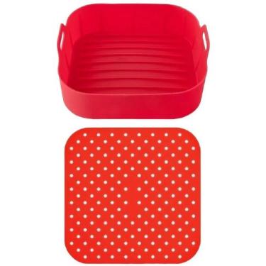 Imagem de Cesto e Tapete de Silicone Quadrado Forma pra Air Fryer 19cm - Clink, 