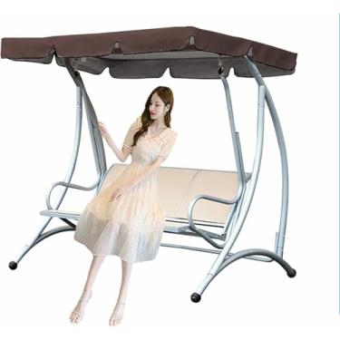 Imagem de Capa de substituição para balanço de jardim, cobertura superior impermeável e resistente aos raios UV para balanço de pátio de 2 ou 3 lugares, tecido Oxford 210D para cobertura de balanço externo~/