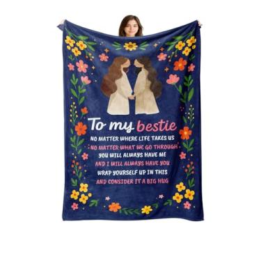 Imagem de Presentes de aniversário de melhor amiga para mulheres, para melhor amiga, cobertor de amizade de longa distância para irmã Bestie, cobertor de flanela macia 152 cm x 127 cm