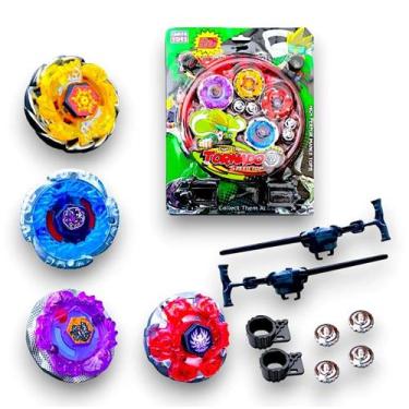 Imagem de Beyblade Metal Led Kit 4 Pião 2 Lançador Tornado Com Arena