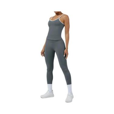 Imagem de Conjunto De Fitness Feminino De Secagem Rápida Com Bloco De Cores, Rou