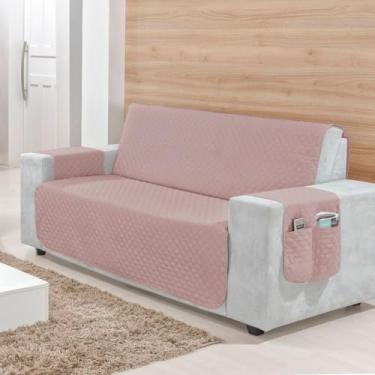 Imagem de Capa Protetora de Sofá Retrátil 2, 3 e 4 Lugares – Matelada, com Porta-Objetos, Conforto e Proteção para Sofás de 1,00 a 2,20m (ROSE,1 LUGAR 50cm/)