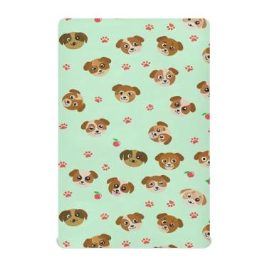 Imagem de SEHANY Lençol de berço de cachorro fofo para meninos e meninas, macio, respirável, elástico, lençol com elástico padrão para bebês de 27 x 99 cm