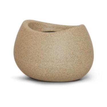 Imagem de Vaso Decorativo Texturizado Oval 12 - Areia, Cimento e Granito, Ideal para Plantas e Jardim Residencial (3 unidades,Areia)