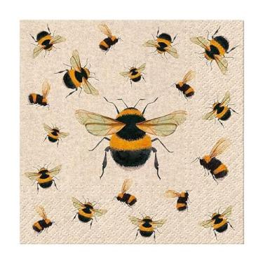 Imagem de Abbott Collection Guardanapos Cocktail We Care Dancing Bees, pacote com 20, 12 cm, natural, preto, papel