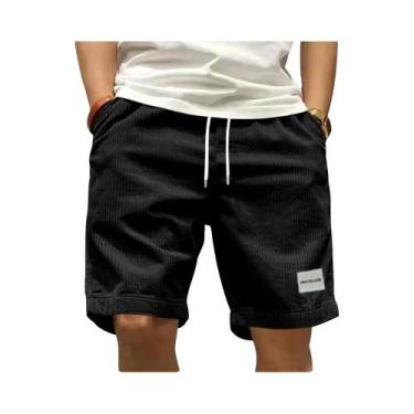 Imagem de Bermuda Cargo Vintage Em Corduroy Para Homens, Tendência De Verão, Cas
