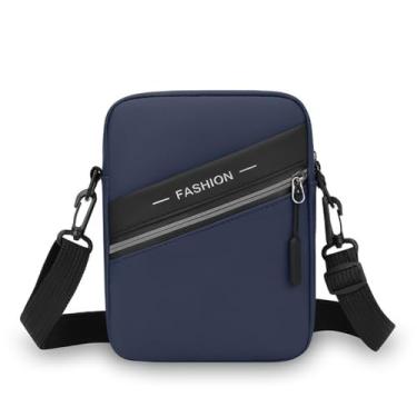 Imagem de Bolsa tiracolo masculina, vários bolsos, casual, grande capacidade, bolsa mensageiro, PU, masculina, bolsa de ombro para uso externo (azul)