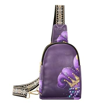 Imagem de CEBUGI Bolsa tiracolo feminina com fundo de carnaval pequena, bolsa tiracolo de couro, bolsa de peito para caminhadas, viagens ao ar livre