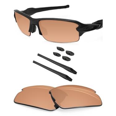 Imagem de BLAZERBUCK Lentes de reposição e kit de meias para óculos de sol Oakley Flak 2.0 OO9295, Café, Fit Flak 2.0 OO9295 59mm