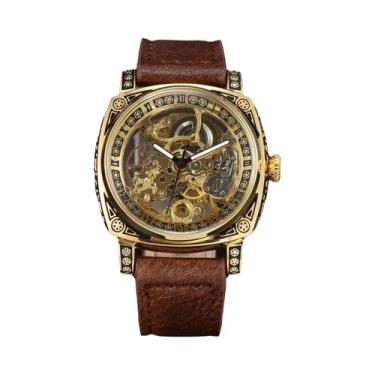 Imagem de Relógio Mecânico Automático Estilo Retrô Masculino À Prova D'Água Com 