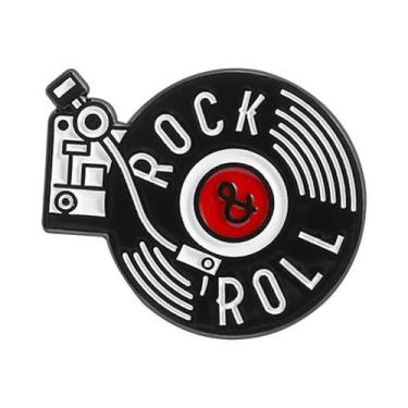 Imagem de Pin De Esmalte De Toca-discos De Vinil Retrô Preto, Broche De Toca-dis