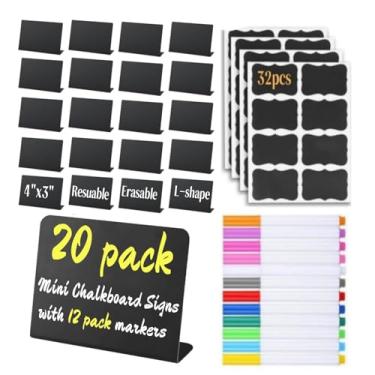Imagem de Pacote com 20 mini placas de lousa etiquetas de alimentos para buffet de festa, quadros de giz pequenos reutilizáveis para aniversário, padaria, mesa de casamento, placas de comida, cartões de lugar