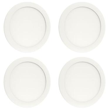Imagem de Kit 4 Painel LED Embutir Redondo 18W Luz Neutra 4000K Luminaria Bivolt