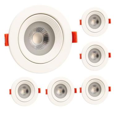 Imagem de Kit 6 Spot LED Embutir 12W Redondo Branco Quente 3000K Bivolt 133x133m