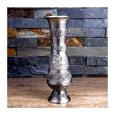 Imagem de U5GAAALPPQ9 Vaso decorativo europeu retrô de mesa vaso de metal vaso de flores acessórios vaso decoração de mesa para casa vaso de flores (cor: estilo 2) (estilo 3)