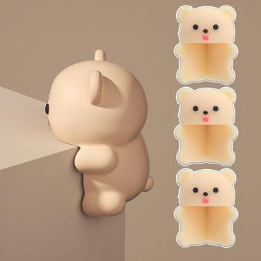 Imagem de 4 peças 3D mini desenho animado animal fita de segurança anti-colisão proteção de ângulo reto bonito capa de canto anti-colisão envoltório de borda de borracha de silicone (urso, 3,5 x 2,5 x 1,8 cm)