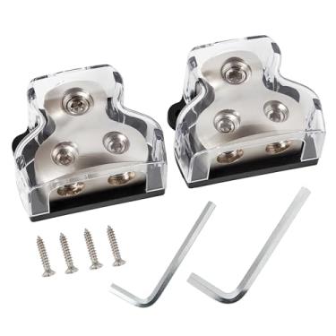 Imagem de RicoRich Bloco de distribuição de energia bidirecional, entrada de calibre 0/2/4, saída de calibre 4/8, divisor de aterramento do amplificador de áudio do carro, pacote com 2