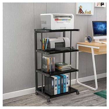 Imagem de Suporte de impressora de 4 camadas para impressora de chão de metal fixo e móvel prateleira trituradora de papel usada para escritório, sala de estar, máquina de fax, scanner para escritório doméstico