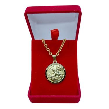 Imagem de Colar Medalha São Jorge Folheado a Ouro 18K