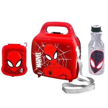 Imagem de Kit Recreio Lancheira Infantil Garrafinha e Sanduicheira Spider-Man Ho