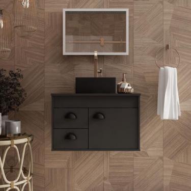 Imagem de Gabinete Banheiro Em Mdf com Pia Cuba - Udine - Riverzza, Preto