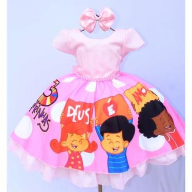 Imagem de Vestido Infantil Rosa Palavrinhas E Tiara - Pingo De Gente Kids, 1