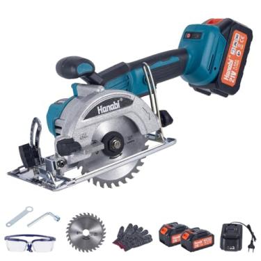 Imagem de Hanabi Serra Circular a Bateria 21V 4,0Ah com 2 Bateria Motor Brushless 125mm Serra Circular Para Madeira Portatil Sem Fio 960w, 6500RPM, Profundidade máxima de corte de 5,2 cm (90°), 3,6 cm (45°)