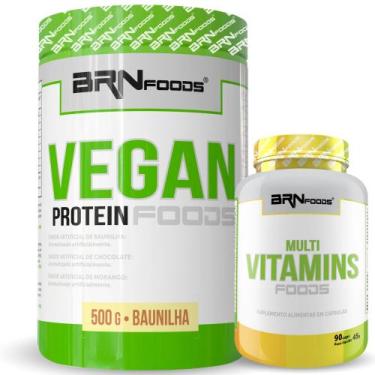 Imagem de Vegan Protein 500g + Multivitamins Foods 90 Cápsulas - BRN FOODS, Baun
