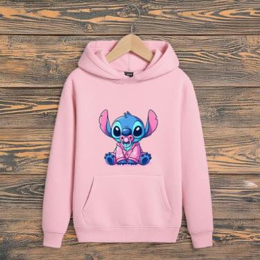 Imagem de Blusa Moletom Infantil Canguru Lilo Stitch Bebê Menino Menina Agasalho