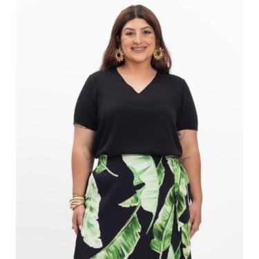 Imagem de Blusa Manga Curta Feminina Plus Size Secret Glam Preto, Plus G3, Preto