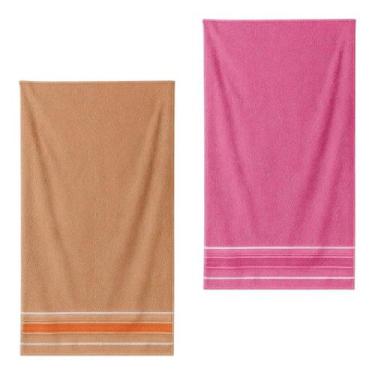 Imagem de Kit 4 Toalha de Banho Ele e Ela 100% Algodão 280g/m² Cor:Rosa - Salmão