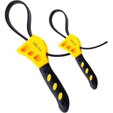 Imagem de Conjunto ajustável de chave de filtro de óleo - 2 peças, chave de encanamento para espaços apertados de 10 a 15 cm, use como abridor de jarras, pulseira de borracha usada por mecânicos, ferramentas de