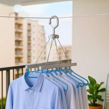 Imagem de Varal Cabideiro 8 Cabides Colorido para Camiseta Multiuso e Compacto P