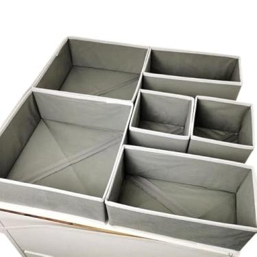 Imagem de Kit 6 Organizadores de Gaveta Dobráveis 3 Tamanhos Para Roupa Íntima Camisa Meias(Cinza escuro)